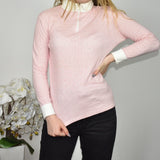 Cute Benger quarter zip up thin long sleeve top sweatshirt jumper sweater pullover in red and white