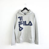 Vintage Fila hoodie pullover sweatshirt windbreaker trackie fleece track jacket jumper in grey