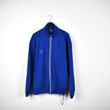 Vintage Nike windbreaker fleece track zip up jacket bomber in blue and black with white stripes