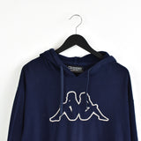 Vintage Kappa hoodie pullover sweatshirt windbreaker fleece track jacket jumper in dark blue and white