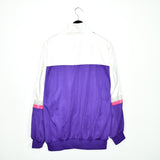 Vintage asics track bomber jacket windbreaker fleece track jacket in white and purple