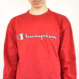 Vintage Champion longsleeve t-shirt top sweatshirt blouse tee in red