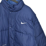 Vintage Nike puffer jacket bomber zip up track jacket windbreaker sweatshirt longsleeve tee pullover jumper in blue and white