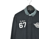 Vintage Polo Ralph Lauren jumper pullover sweatshirt windbreaker fleece track jacket in dark grey.