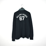 Vintage Polo Ralph Lauren jumper pullover sweatshirt windbreaker fleece track jacket in dark grey.