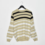 Vintage Lacoste jumper sweater pullover sweatshirt top striped in beige white and black
