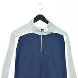 Vintage Champion quarter zip up collar jumper pullover sweatshirt t-shirt top tee in dark blue grey and whote