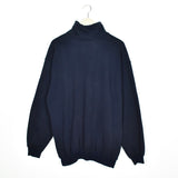Vintage zip neck sweatshirt jumper sweater pullover hoodie in dark blue