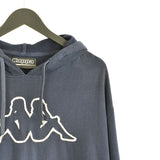 Vintage Kappa hoodie pullover sweatshirt windbreaker fleece track jacket jumper in dark blue and white