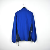 Vintage Nike windbreaker fleece track zip up jacket bomber in blue and black with white stripes