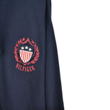 Vintage Tommy Hilfiger zip up hoodie sweater jumper sweatshirt pullover long sleeve tracksuit trackie jacket in dark blue and white