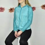 Vintage Champion zip up fleece track jacket blazer cardigan jumper sweater top pullover in electric green/cyan