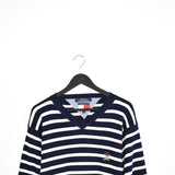 Vintage Tommy Hilfiger longsleeve tee pullover sweatshirt jumper fleece in white and dark blue stripes.
