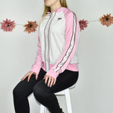 Cute sporty Nike fleece track jacket hoodie jumper sweater top cardigan pullover in white and pink
