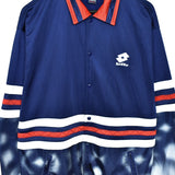 Vintage lotto bomber jacket windbreaker fleece track jacket in dark blue white and red