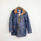 Vintage Review winter jacket puffer coat windbreaker tracksuit track jacket long sleeve in dark blue