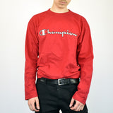 Vintage Champion longsleeve t-shirt top sweatshirt blouse tee in red