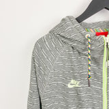 Vintage Nike hoodie pullover sweatshirt top in grey with neon green strings and zipper