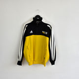 Vintage Adidas zip up crewneck jumper pullover sweatshirt windbreaker fleece track jacket hoodie in black and yellow