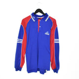 Vintage Adidas polo pullover sweatshirt top in blue and red