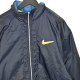 Vintage Nike puffer jacket bomber zip up track jacket windbreaker sweatshirt longsleeve tee pullover jumper in navy and yellow