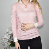 Cute Benger quarter zip up thin long sleeve top sweatshirt jumper sweater pullover in red and white