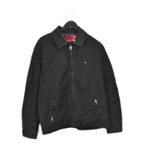 Vintage Tommy Hilfiger bomber jacket windbreaker tracksuit track jacket trackie sweater jumper sweatshirt pullover long sleeve in black, checkered inside