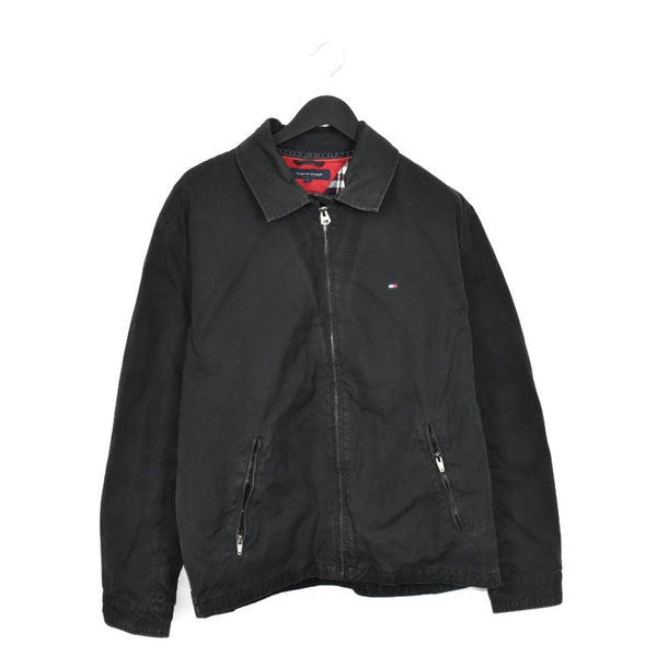 Vintage Tommy Hilfiger bomber jacket windbreaker tracksuit track jacket trackie sweater jumper sweatshirt pullover long sleeve in black, checkered inside