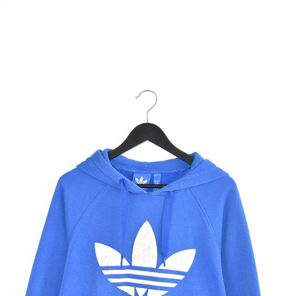 Vintage Adidas hoodie long sleeve sweatshirt track jacket fleece windbreaker jumper in bright blue