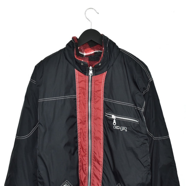 Vintage CMP two sided puffer jacket windbreaker fleece track jacket bomber jacket in black and red Unisex