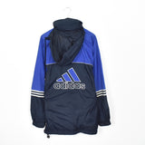 Vintage Adidas long jacket windbreaker track jacket bomber jacket in blue and black