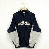 Vintage Adidas tracksuit track jacket fleece windbreaker in blue and gray