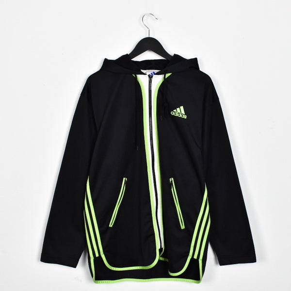 Vintage Adidas track jacket longsleeve tee pullover windbreaker sweatshirt in black and neon green