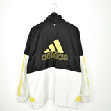 Vintage Adidas zip up tracksuit track jacket trackie sweater jumper sweatshirt pullover long sleeve in white black and yellow