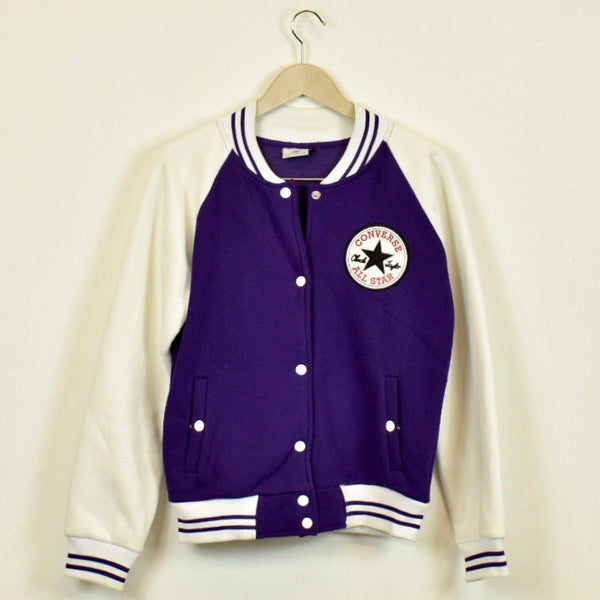 Vintage Converse All Star bomber jacket fleece windbreaker in purple and white
