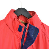 Vintage Adidas long puffer jacket windbreaker fleece track jacket bomber jacket in blue and red