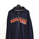 Vintage Napapirji zip up jumper long sleeve sweatshirt jacket bomber jacket trackie in dark blue and orange