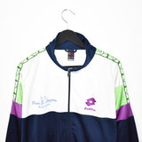 Vintage lotto track fleece longsleeve tee pullover windbreaker sweatshirt in blue blue and white