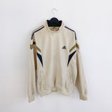 Vintage Adidas zip up tracksuit track jacket trackie sweater windbreaker jumper sweatshirt pullover long sleeve in beige
