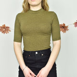 Super cute striped Monki top t-shirt blouse with quarter sleeves in black and yellow