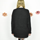 Cute fuzzy Benetton cardigan sweater jumper pullover in black