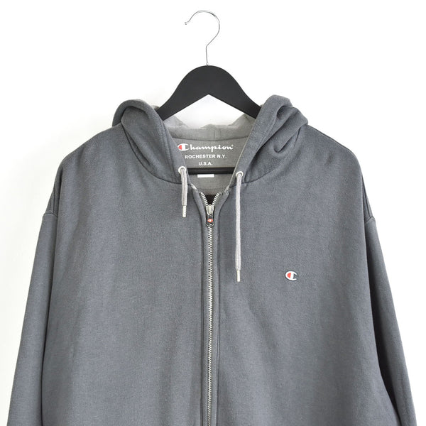 Vintage Champion hoodie track zip up jacket jumper longsleeve tee pullover sweatshirt in dark grey