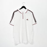 Vintage Adidas polo shirt tee blouse top in white black and maroon