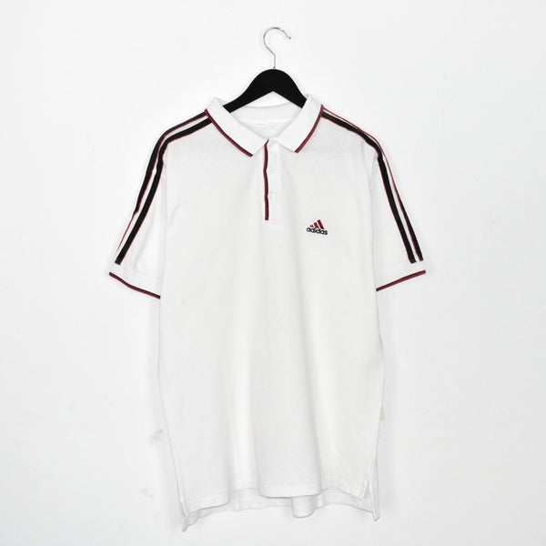 Vintage Adidas polo shirt tee blouse top in white black and maroon