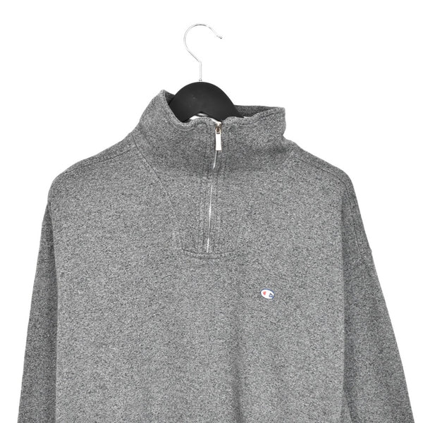 Vintage Champion quarter zip up sweater thin material longsleeve tee pullover sweatshirt in static grey