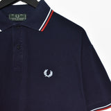 Vintage Fred Perry polo shirt t-shirt tee blouse top in navy