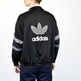 Vintage Adidas tracksuit track jacket fleece windbreaker in black and gray
