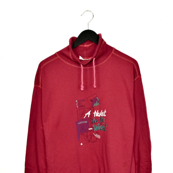 Vintage sweatshirt jumper sweater pullover hoodie in burgundy