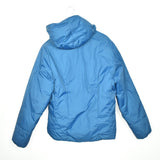 Vintage Kappa short puffer windbreaker fleece track jacket bomber jacket in blue with a hood
