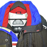 Vintage Ellesse long puffer zip up jacket coat windbreaker tracksuit track jacket trackie sweater jumper sweatshirt pullover long sleeve in dark green and blue